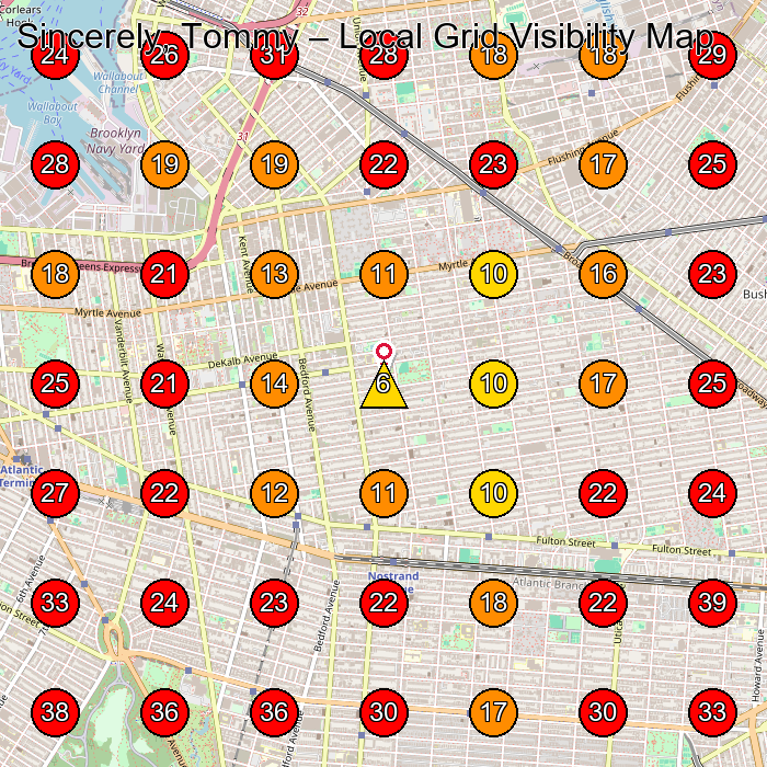 Sincerely, Tommy GeoGrid visibility map for Clothing Store in Brooklyn